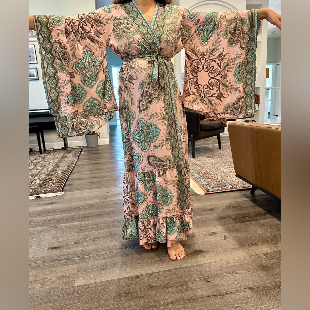 70% silk kimono dress or a boho cover up